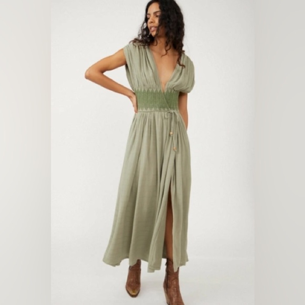 Elegant Olive Green Maxi Dress